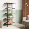 Wood And Metal Media Tower Bookcase Natural - Room Essentials™ -Room Essentials GUEST 0631639a 140a 4be9 9e70 20c9c3ab1b81