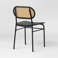 Set Of 2 Woven Back Metal Dining Chair Black - Room Essentials™ -Room Essentials GUEST 0d77ae0c bb5e 444c 87ff 634e55a38a0b