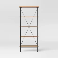 Wood And Metal Media Tower Bookcase Natural - Room Essentials™ -Room Essentials GUEST 0e7a47c1 ec4f 45c2 9c9b 1d913211ed29