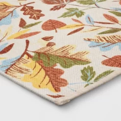2'x3' Washable Leaf Harvest Scatter Woven Accent Rug Cream/Orange/Green - Room Essentials™ -Room Essentials GUEST 117aa16f f906 4f60 a964 c7a9520bde74