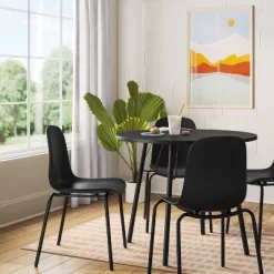 4pk Dorm Dining Chairs Black - Room Essentials™: Metal Frame, Armless, Powder-Coated Finish