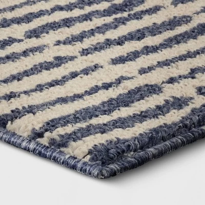 2'5"x3'8" Washable Modern Dashes Hi/Low Tufted Loop Accent Rug Blue - Room Essentials™: Indoor, Fade & Stain-Resistant 4 2'5"x3'8" Washable Modern Dashes Hi/Low Tufted Loop Accent Rug Blue - Room Essentials™: Indoor, Fade & Stain-Resistant - Image 2