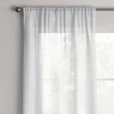 1pc Sheer Crinkle Window Curtain Panel White - Room Essentials™ 5 1pc Sheer Crinkle Window Curtain Panel White - Room Essentials™ - Image 3