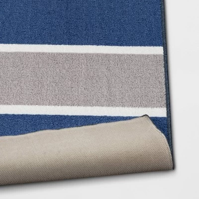 4'x5'6" Rugby Striped Accent Rug Gray/Blue - Room Essentials™ 5 4'x5'6" Rugby Striped Accent Rug Gray/Blue - Room Essentials™ - Image 3