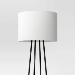 Floor Lamp With Shelves - Room Essentials™: Black Metal, Linen Shade, ETL Listed, 62" Height -Room Essentials GUEST 3199757b 4951 44d0 87c9 0ab6420bf0ee