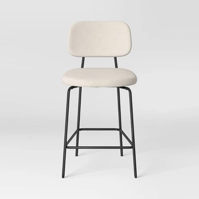 24" Upholstered With Metal Base Counter Height Barstool Cream Boucle - Room Essentials™ 4 24" Upholstered With Metal Base Counter Height Barstool Cream Boucle - Room Essentials™ - Image 2