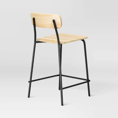 Set Of 2 24" Wood With Metal Base Counter Stool Natural - Room Essentials™ 5 Set Of 2 24" Wood With Metal Base Counter Stool Natural - Room Essentials™ - Image 3