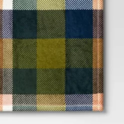 Printed Plaid Plush Throw Blanket Green Multi - Room Essentials™: Lightweight Knitted Fleece, 50x60, Machine Washable -Room Essentials GUEST 41583fbb d15f 4ec9 a978 cc617eb04a3b