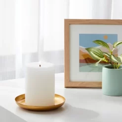 3" X 4" Unscented Candle White - Room Essentials™: Paraffin Wax, 65hr Burn Time, Single Wick Pillar