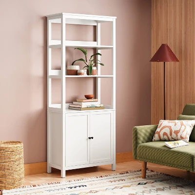 72" Bookcase Traditional With Three Open Shelves And Cabinet Classic White - Room Essentials™ 3 72" Bookcase Traditional With Three Open Shelves And Cabinet Classic White - Room Essentials™