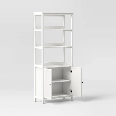 72" Bookcase Traditional With Three Open Shelves And Cabinet Classic White - Room Essentials™ 4 72" Bookcase Traditional With Three Open Shelves And Cabinet Classic White - Room Essentials™ - Image 2