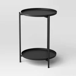 Metal Small Side Table With Shelf Black - Room Essentials™ -Room Essentials GUEST 4be77671 5650 430b 81d8 1208003baca1