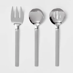 3pc Squared Straight Serving Set - Room Essentials™: Stainless Steel Utensils, Serving Fork & Spoons, Dishwasher-Safe -Room Essentials GUEST 4c446589 699e 4d15 8157 f9ac4b7b1ab6