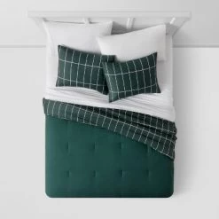 Grid Print Microfiber Reversible Comforter & Sheet Set Dark Green - Room Essentials™ -Room Essentials GUEST 4daf5f1a f5e2 4ffd 9c0a 0163fb5f2872