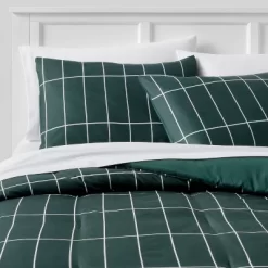 Grid Print Microfiber Reversible Comforter & Sheet Set Dark Green - Room Essentials™ -Room Essentials GUEST 52658d90 442c 4f77 95f8 b9cc7e5b7e67