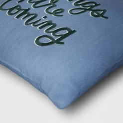 'Better Things Are Coming' Embroidered Cotton Square Throw Pillow Blue - Room Essentials™ -Room Essentials GUEST 53355f85 8067 4983 8b7a 881c2963097a