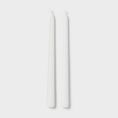 2pk Unscented Taper Candles White - Room Essentials™: Paraffin Wax, 6hr Burn Time, No Container 4 2pk Unscented Taper Candles White - Room Essentials™: Paraffin Wax, 6hr Burn Time, No Container - Image 2