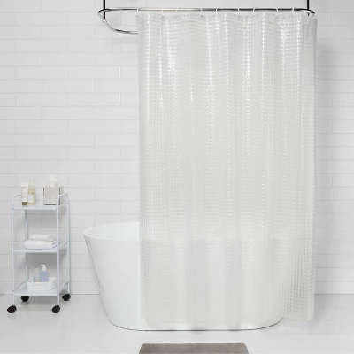 Cubic Shower Curtain Clear - Room Essentials™: PEVA Bathroom Liner, Molded, PVC-Free, Waterproof 3 Cubic Shower Curtain Clear - Room Essentials™: PEVA Bathroom Liner, Molded, PVC-Free, Waterproof