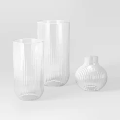 3pc Vase Set Ribbed Glass - Room Essentials™ -Room Essentials GUEST 779981ca ea67 467c 930c 52d2179ce1b1