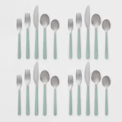 20pc Plastic Handle Flatware Set Mint - Room Essentials™: Stainless Steel Silverware Set, Service For 4, Forks Spoons Knives -Room Essentials GUEST 7d027e06 0bc2 4a28 9008 e3148eb07a01