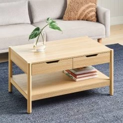 Scandi Coffee Tables Table With Drawers Natural - Room Essentials™