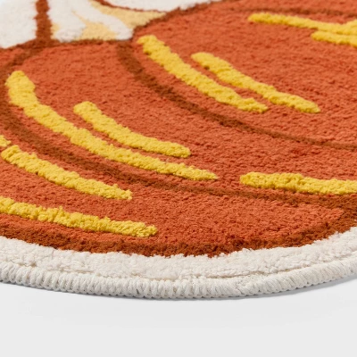 20"x23" Pumpkin Shaped Non-Slip Harvest Bath Rug Orange - Room Essentials™ 4 20"x23" Pumpkin Shaped Non-Slip Harvest Bath Rug Orange - Room Essentials™ - Image 2