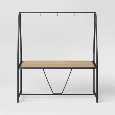 Metal Rectangle A-Frame Pergola Rust Resistant Outdoor Patio Dining Table Black - Room Essentials™ 4 Metal Rectangle A-Frame Pergola Rust Resistant Outdoor Patio Dining Table Black - Room Essentials™ - Image 2