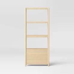 72.25" Scandi Bookcase With Three Shelves And Cabinet Storage Natural - Room Essentials™ -Room Essentials GUEST 98bb430f cf97 4b0b b7d1 22f36ee649da