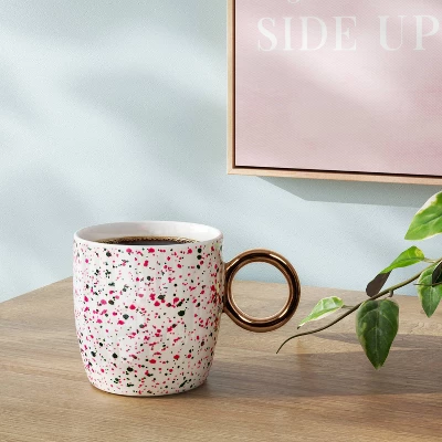 13oz Stoneware Spatter Print Mug Ruby Pink - Room Essentials™ 3 13oz Stoneware Spatter Print Mug Ruby Pink - Room Essentials™