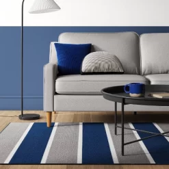 4'x5'6" Rugby Striped Accent Rug Gray/Blue - Room Essentials™