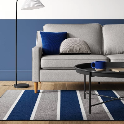 4'x5'6" Rugby Striped Accent Rug Gray/Blue - Room Essentials™ 3 4'x5'6" Rugby Striped Accent Rug Gray/Blue - Room Essentials™