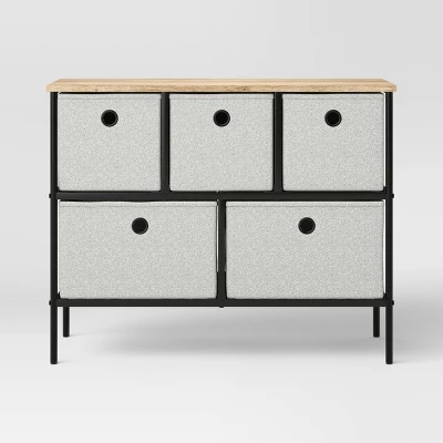 36" Wide Fabric Bin 5 Dresser Black Frame - Room Essentials™ 4 36" Wide Fabric Bin 5 Dresser Black Frame - Room Essentials™ - Image 2