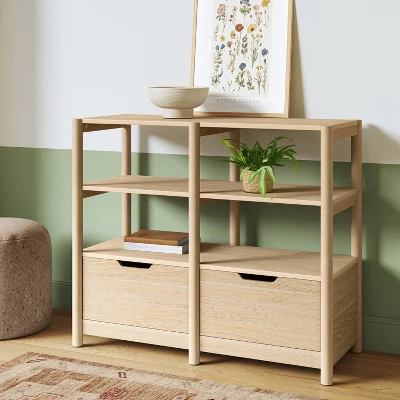 32" Scandi Small Bookcase With Storage Drawers Natural - Room Essentials™ 3 32" Scandi Small Bookcase With Storage Drawers Natural - Room Essentials™