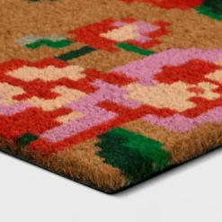 1'4"x2'4" Floral Coir Doormat Red/Pink - Room Essentials™ -Room Essentials GUEST b152d1b2 a437 4193 9a1d b36ecef1fce1