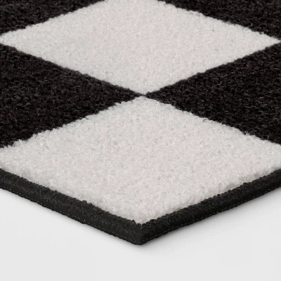 4'x5'5" Small Checker Rug Charcoal And Ivory - Room Essentials™ 4 4'x5'5" Small Checker Rug Charcoal And Ivory - Room Essentials™ - Image 2