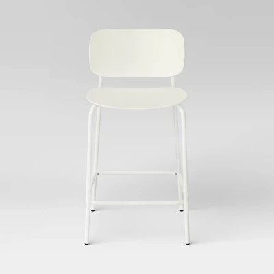 Set Of 2, 24" Molded Plastic With Metal Base Counter Height Barstools White - Room Essentials™ 4 Set Of 2, 24" Molded Plastic With Metal Base Counter Height Barstools White - Room Essentials™ - Image 2