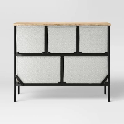 36" Wide Fabric Bin 5 Dresser Black Frame - Room Essentials™ 5 36" Wide Fabric Bin 5 Dresser Black Frame - Room Essentials™ - Image 3