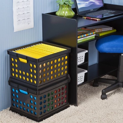 Storage Crate Black - Room Essentials™: Plastic Stackable Utility Bin, Portable With Built-In Handles, 30.6L Capacity 3 Storage Crate Black - Room Essentials™: Plastic Stackable Utility Bin, Portable With Built-In Handles, 30.6L Capacity