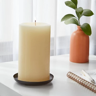 7" X 4" Unscented Pillar Candle Cream - Room Essentials™: Paraffin Wax, 120hr Burn Time, 1 Wick 3 7" X 4" Unscented Pillar Candle Cream - Room Essentials™: Paraffin Wax, 120hr Burn Time, 1 Wick