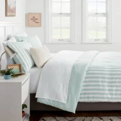 Microfiber Reversible Stripe Comforter Mint Green - Room Essentials™