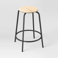 Set Of 2 24" Wood With And Metal Base Backless Counter Height Barstool Stool Natural - Room Essentials™ -Room Essentials GUEST d185def2 f33b 4ade 9994 3d374dd0b231