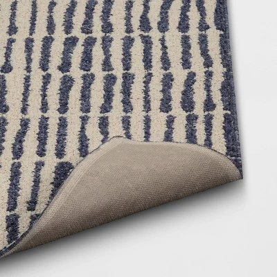 2'5"x3'8" Washable Modern Dashes Hi/Low Tufted Loop Accent Rug Blue - Room Essentials™: Indoor, Fade & Stain-Resistant 5 2'5"x3'8" Washable Modern Dashes Hi/Low Tufted Loop Accent Rug Blue - Room Essentials™: Indoor, Fade & Stain-Resistant - Image 3