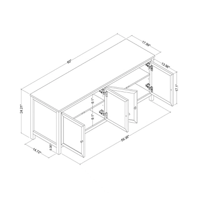 Traditional Storage TV Stand With Doors And Shelves For TVs Up To 65" Classic White - Room Essentials™ 8 Traditional Storage TV Stand With Doors And Shelves For TVs Up To 65" Classic White - Room Essentials™ - Image 6