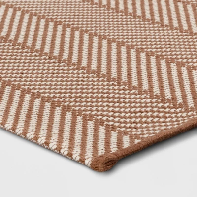 4'x5'6" Chevron Striped Area Rug Ivory/Tan - Room Essentials™: Indoor, Flat Pile, Woven 4 4'x5'6" Chevron Striped Area Rug Ivory/Tan - Room Essentials™: Indoor, Flat Pile, Woven - Image 2