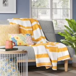 Printed Plush Striped Throw Blanket - Room Essentials™