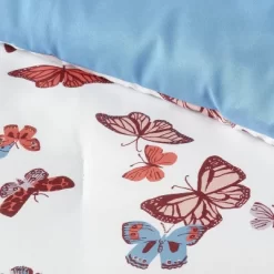 Butterfly Print Microfiber Decorative Bed Set With Throw Blue/Red/White - Room Essentials™ -Room Essentials GUEST e5e4b6cc 1806 41ef 8aa1 1eb079de34ef