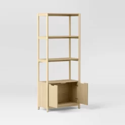 72.25" Scandi Bookcase With Three Shelves And Cabinet Storage Natural - Room Essentials™ -Room Essentials GUEST e66edd91 f73d 4d71 b639 5acc10b11c93