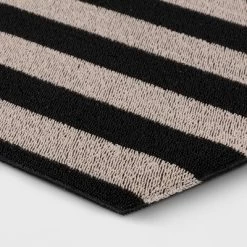 1'6"x2'6" Striped Micro Poly Loop Floormat Black/White - Room Essentials™: Indoor Kitchen & Bathroom Floor Mat -Room Essentials GUEST ea76f592 e56e 4646 be3b 085b630839d1