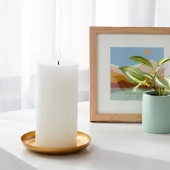 3" X 6" Unscented Pillar Candles White - Room Essentials™: 90 Hours Burn, Paraffin Wax, No Scent